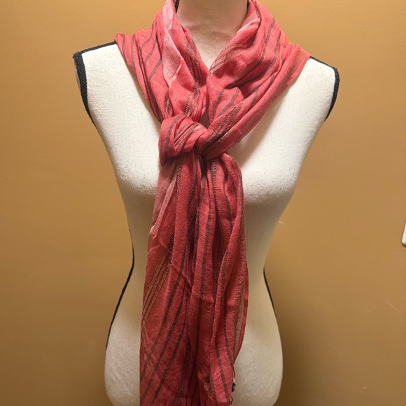 Talbots Accessories - Talbots Red pink Metallic Scarf wrap fringed azlon made in India NWT